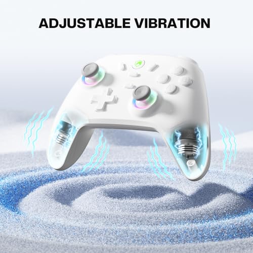 ECHTPower Wireless PC Gaming Controller - Hall Effect Joystick, 2.4G & Wired 1000Hz Polling Rate, 800mAh Battery, Adjustable Turbo/Vibration - for PC/Switch/iOS/Android-off White - color: off-white color