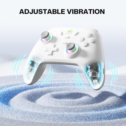ECHTPower Wireless PC Gaming Controller - Hall Effect Joystick, 2.4G & Wired 1000Hz Polling Rate, 800mAh Battery, Adjustable Turbo/Vibration - for PC/Switch/iOS/Android-off White - color: off-white color