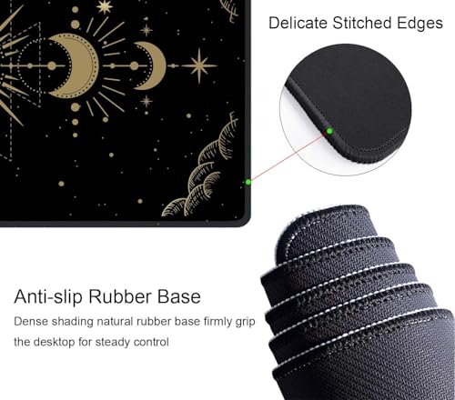 Moon Phase Extended Big Mouse Pad Large,XL Gaming Mouse Pad Desk Pad,31.5x11.8inch Long Computer Keyboard Mouse Mat Mousepad with 3mm Non-Slip Base and Stitched Edge for Home Office Work - color: Moon phase