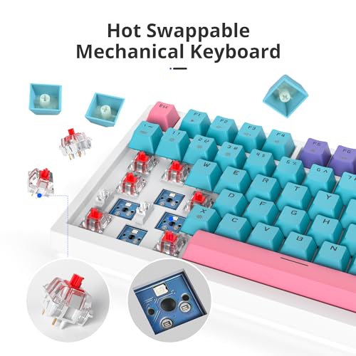 Owpkeenthy 75% Gasket Mounted Mechanical Gaming Keyboard Hot Swappable, Wired 82 Keys Knob RGB Keyboard with Red Switch PBT Keycaps for Win MAC (Joker) - color: Joker/Red Switch