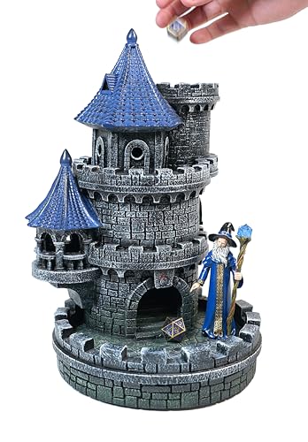 Forged Dice Co. Wizard's Castle Dice Tower - Hand Painted - Fits Dungeons and Dragons Dice - Blue - color: Blue Wizard