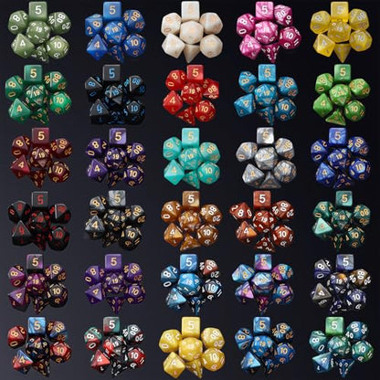 Coyeekn 30-Set DND Polyhedral Dice with Storage Pouch | 210 Total Polyhedral Dice, 7 Per Set, 30 Complete Dice Sets (D4-D20), Great for D&D, MTG & Tabletop RPG Games - color: 30set-210pcs