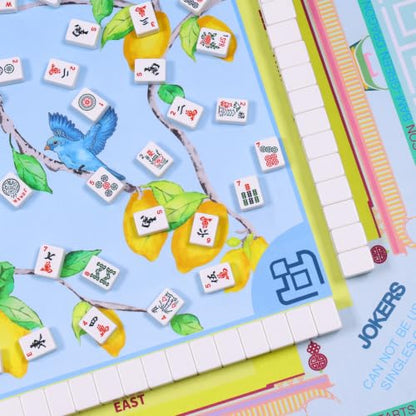 Jongyance American Learning Mahjong Mat (33”x33”), Blue and Yellow Mahjong Mat for Table - color: Blue and Yellow