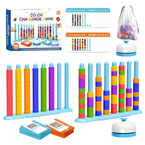 LLESSOO 2 Pack Color Challenge Game, 2 Players Color Matching Puzzle Game, Fun Board Game for Kids 6-8-12, Adults, Party & Family Game Night, Birthday Christmas Party Gifts for Boys & Girls - color: Basic Blue