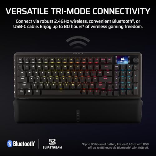 Corsair Vanguard 96 Wireless Mechanical RGB Gaming Keyboard – QWERTY US, 96% Layout, Hot-Swappable MLX Switches, 8000Hz Hyper-Polling, Stream Deck Integration, Flashtap SOCD – Black
