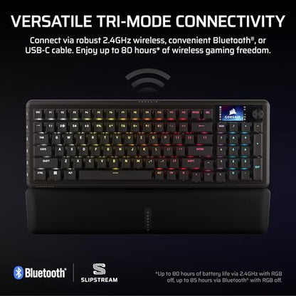 Corsair Vanguard 96 Wireless Mechanical RGB Gaming Keyboard – QWERTY US, 96% Layout, Hot-Swappable MLX Switches, 8000Hz Hyper-Polling, Stream Deck Integration, Flashtap SOCD – Black
