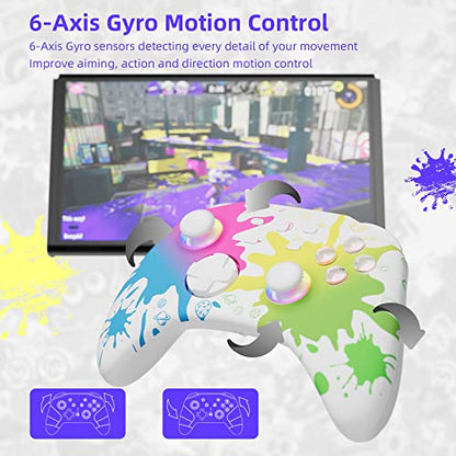 Mytrix Wireless Switch Controller fo Switch, Windows PC iOS Android Steam/Steam Deck, 7 Color RGB Lighting Pro Controller with Turbo, Motion, Vibration, Wake-Up, Headphone Jack (Tri-color) - color: Tri-Color