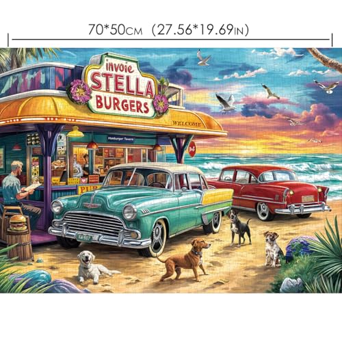 Puzzles for Adults 1000 Pieces,Seaview Campground Jigsaw Puzzle with 1:1 HD Poster, Perfect Interlocking No Dust, Stress Relief Ideal Gift for Family Games - color: Seaview Campground