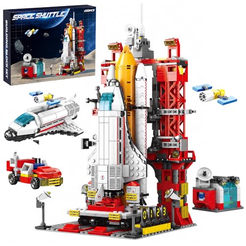 Space Shuttle Launch Pad Building Blocks Set, 1059 PCS Space Exploration Set with Rover, Radar Station, Collectible Model for Space Enthusiasts - style: Space Shuttle Launch Pad