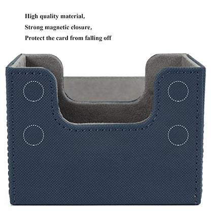 AEGIS GUARDIAN Card Deck Box for MTG, Commander Deck Box Hold 120+ Sleeved Cards, Leather Strong Magnet Card Deck Case Holder for Magic Cards TCG CCG, Blue - color: 3-1