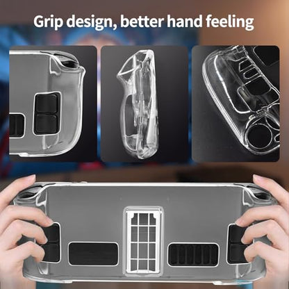 Clear Cover Case for Steam Deck Gaming Console Protective Kickstand Case Transparent Sleeve with Stand Base
