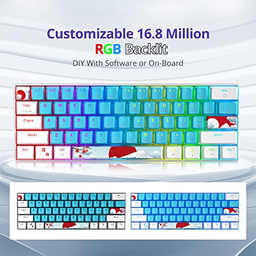Fogruaden 60% Mechanical Keyboard, 61 Keys Gaming Keyboard, RGB Backlit, Compact 60 Percent Wired Keyboard for Win/Mac PC Gamer, Easy to Carry on Trip (Blue,Blue Switch) - color: Blue/ Blue switch