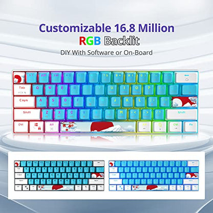 Fogruaden 60% Mechanical Keyboard, 61 Keys Gaming Keyboard, RGB Backlit, Compact 60 Percent Wired Keyboard for Win/Mac PC Gamer, Easy to Carry on Trip (Blue,Blue Switch) - color: Blue/ Blue switch
