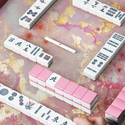 Mahjong Mat for Table Durable Mahjong Table Cover with Unique Design, Premium Mahjong Accessories, Perfect Mahjong Gifts for Women, Game Mat for Mahjong and Board Game Enthusiasts (Rosé Gold Marble) - style: Rosé Gold Marble