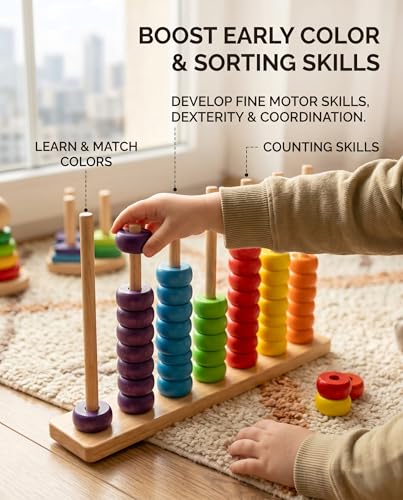 Toywoo Wooden Giant Color Matching & Stacking Game - Fast-Paced Family Challenge Board Game for Kids & Adults, Screen-Free Brain Teaser Puzzle for Game Night & Educational Play