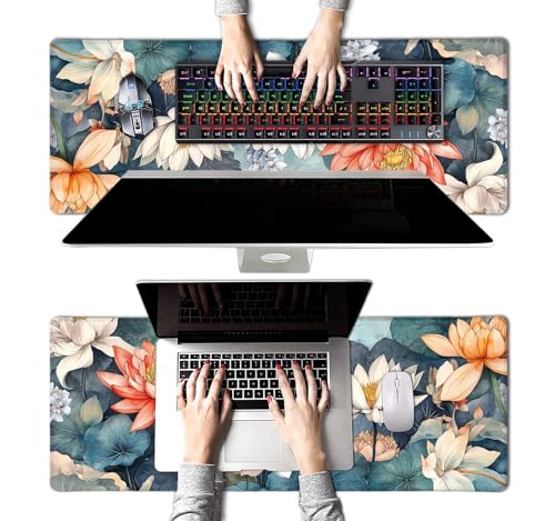 Large Mouse Pad, Desk Mat Computer Keyboard Pad Non-Slip Rubber Base Waterproof with Stitched Edges for Laptop Gaming, Office & Home 31.5 x 11.8 Inch (XL-06) - color: Xl-06