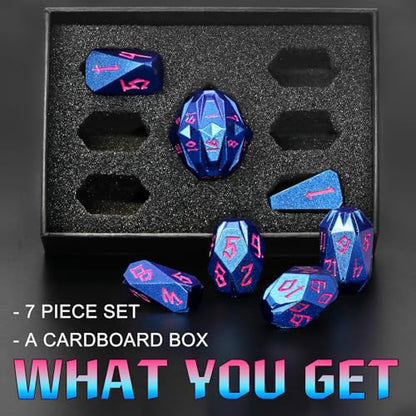 FONVGOGO Metal DND Dice Set for Dungeons and Dragon Gift RPG DND Campaign | Unique Cool Stonehenge Design,Polyhedral D and D Dice for DND Lovers Tabletop Role Playing Games TTRPG, Blue Pink - color: S Blue Pink