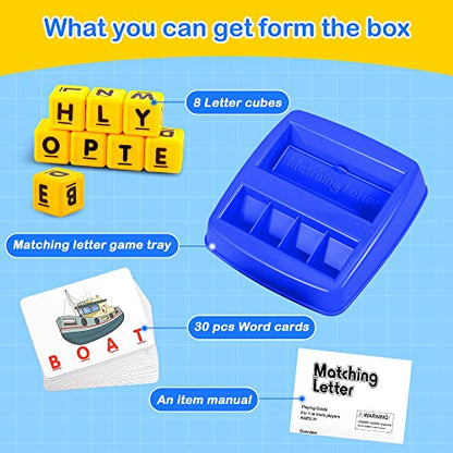 Fenikso Matching Letter Game, Alphabet Spelling & Reading Words, Objects & Color Recognition, Early Learning Educational Toy for Preschool & Kindergarten Kids Over 3-8 Years Old, Best Gifts - color: Blue