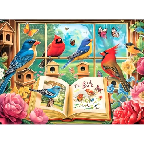 Jigsaw Puzzles for Kids Adults Seniors 300 Pieces, Bird Book 300 Pieces Adult Puzzle, Challenging Yet Relaxing Pieces Puzzle Game for Kids Adults Seniors, Thick Cardboard Jigsaw Puzzle - style: Birds
