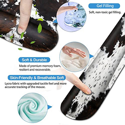 Mouse Pad with Ergonomic Wrist Support and Memory Foam Keyboard Wrist Rest, Non-Slip PU Base Gel Mouse Mat, Keyboard Palm Rest for Home Office Wireless Gaming Desk Pad Black & White Cowhide Fur - color: Yvb-mouse Pad -2-b-24
