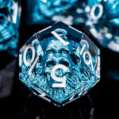 DND Skull Dice Set 7PCS Necromancer Polyhedral Dice for Dungeons Dragons RPG Role Playing Game, Resin Sharp Edged D and D Dice with Gift Box D6 D8 D10 D12 D20 (Navy Blue) - color: Navy Blue&silver