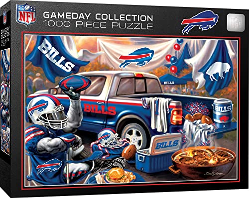 MasterPieces NFL Buffalo Bills Puzzle 1000 Piece Jigsaw Puzzle, Officially Licensed Tailgate Collection Artwork, Premium Random Cut Design, Vibrant Team Graphics, Eco Friendly Materials for Fans - style: Buffalo Bills
