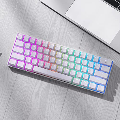 Redragon K530 Pro Draconic 60% Wireless RGB Mechanical Keyboard, BT/2.4Ghz/Wired 3-Mode 61 Keys Compact Gaming Keyboard w/Hot-Swap Socket, Free-Mod Plate Mounted PCB & Tactile Brown Switch - color: White, size: Brown Switch