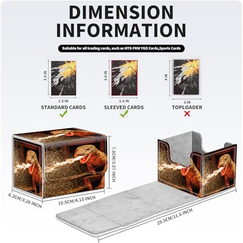 PU Leather Deck Box for MTG Commander Cards, Fits 100+ Double Sleeved Cards, Secure Magnetic Trading Card Storage Case for TCG CCG,Fire Breathing Komodo Dragon - color: Fire Breathing Komodo Dragon