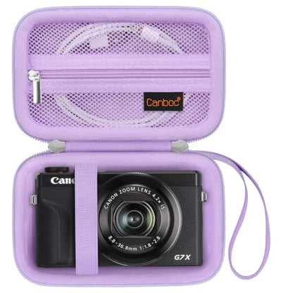 Canboc Carrying Case for PowerShot G7 X Mark III/ G7X Mark II Digital 4K Vlogging Camera, SX740 SX730 Camera Bag, Zipper Mesh Pocket fits USB Cable, Batteries, Purple - color: Purple