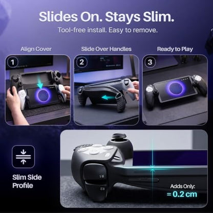 TNP Black Silicone Case Cover Skin Compatible with PlayStation Portal | Protective soft-grip shell for steadier handheld play; 1 flexible cover only, console and thumb grips not included - color: Black