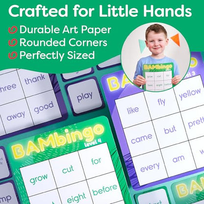 THE BAMBINO TREE Sight Word Bingo Game Level 3 & 4 - Learn to Read Vocabulary for 1st 2nd 3rd Grade Kids - Dolch's Fry's Site Words Reading Game