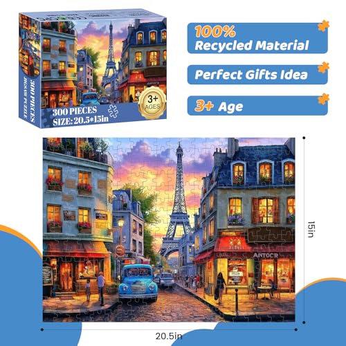 Puzzles 300 Pieces for Adults | Eiffel Tower Jigsaw Puzzles | Recycled Cardboar Jigsaw Puzzles 300 Pieces | Challenging Family Activity Great Gift Idea for Family Friends | 20.5 X 15 inches - style: ShopTower