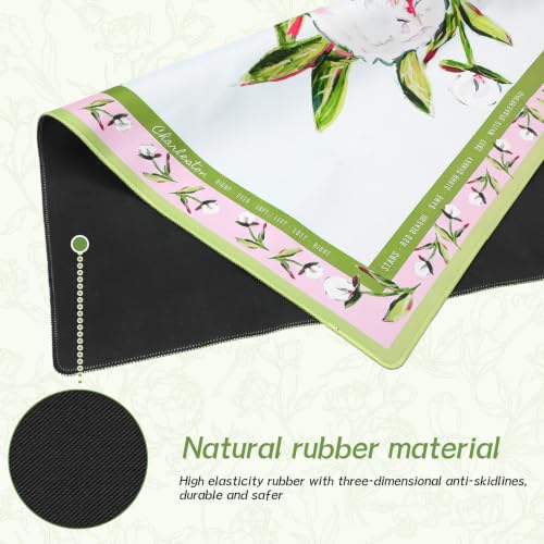 Drydiet Mahjong Mat for Table 31.5 x 31.5 Inch American Mahjong Mat with Carrying Bag, Non-Slip Noise Reduction Table Item for Family Poker Domino Board Game Night & Party Use(Pink Peony) - style: Pink Peony