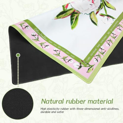 Drydiet Mahjong Mat for Table 31.5 x 31.5 Inch American Mahjong Mat with Carrying Bag, Non-Slip Noise Reduction Table Item for Family Poker Domino Board Game Night & Party Use(Pink Peony) - style: Pink Peony