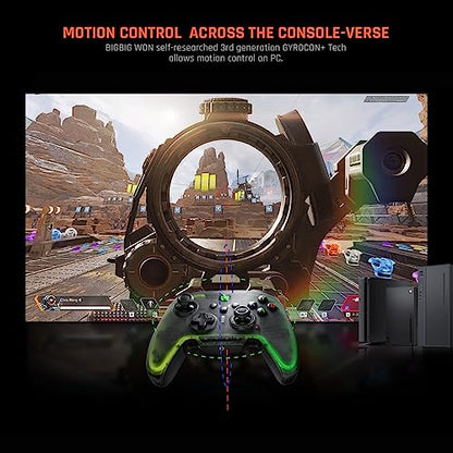 BIGBIG WON Wireless Controller Motion Control, Hall Trigger, ALPS Joystick, 3.5mm Audio, Gaming Controller for PC Windows/Android/iOS/Switch Pro Controller (Rainbow 2 Pro&Charging Dock) - color: 6.Rainbow 2 Pro with Charging Dock