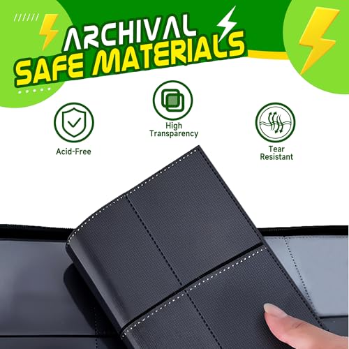Trading Card Binder 4 Pocket,400 Pocket Card Collection Binder with 50 Removable Sleeves,PU Waterproof Top Card Book,3-Ring Zipper Collectible Trading Card Album for MTG/TCG/Card Holder Gift（Green） - color: Green, size: Small