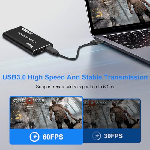 Wiistar Audio Video Capture Card 1080P60fps USB3.0 HDMI Video Recording | Support YUY2 4K30Hz HDMI Loopout with Microphone for Game Recording Live Streaming Compatible with Windows Mac OS System