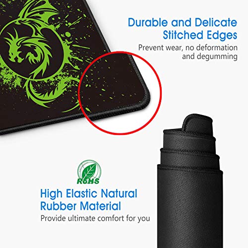 Large Mouse Pad Extended Speed Gaming Mouse Pad Fly Dragon Mouse Pad Gamer Office Computer Mouse Mat (A-Green) - color: A-Green
