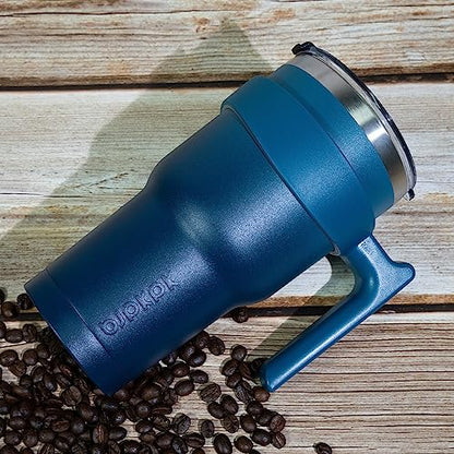 BJPKPK 10 oz Mini Tumbler with Lid, Straw & Handle, Insulated Steel Cup | Small, Spill Proof, Leak Proof, Thermal, Double Wall Vacuum, Sweatproof, Dishwasher Safe, BPA Free, Indigo Black - color: Indigo Black, size: 10 Ounces