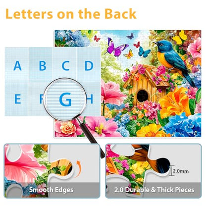 300 Piece Jigsaw Puzzle for Adults, Birds Flower Puzzles 300 Pieces for Adults Fit Together Perfectly, Challenging Puzzle for Friends Family Activity Game Nights- Finished Size 20.5×15 - style: Birds