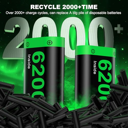 Rechargeable Controller Battery Pack Charging Station,2x6200mWh Battery Pack - style: RGB 2 Batteries Bundle