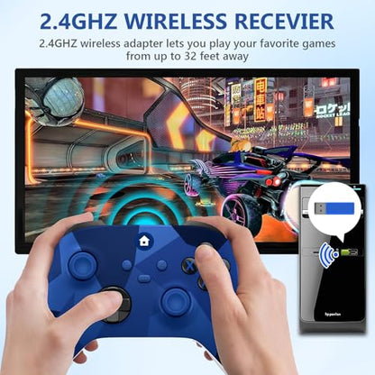 Xnmbbyzl Xbox One Controller,Wireless Controller Compatible with Xbox One/One S/One X/One Series X/S/PC，with 3.5mm Audio Jack,with 2.4GHz Wireless Adapter，Camo Blue