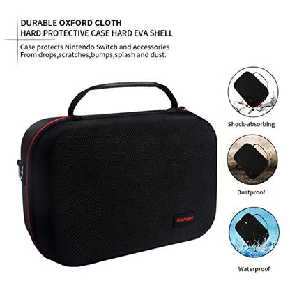 Carrying Storage Case for Nintendo Switch,Large Protective Travel Hardshell Messenger Bag for Switch Console, Pro Controller, Accessories Switch Dock, AC Adapter with 16 Game Cards and Shoulder Strap