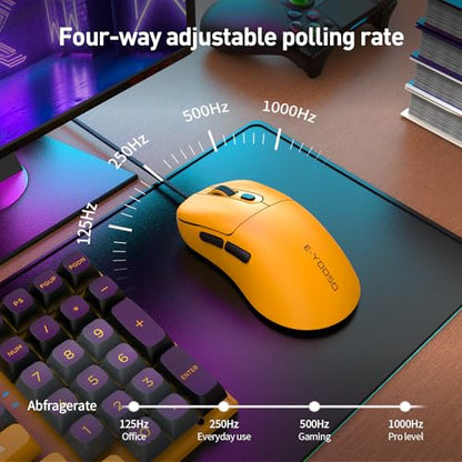 E-YOOSO Computer Mouse Wired, Gaming Mouse 10000 DPI,1000HZ, Superlight Mouse Ergonomic Wired Work Mouse for Laptop and PC/Mac - Yellow - color: Wired Yellow Mouse