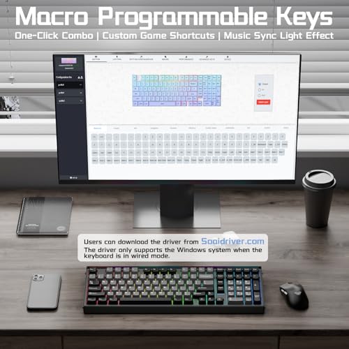 AULA Hero 99 Wired Gaming Keyboard, Hall Effect Keyboard with Rapid Trigger Mode, Hot Swappable Magnetic Switch Keyboard with Number Pad, Web Driver,RGB Backlit Mechanical Keyboard for Office PC Gamer - color: Black Gray