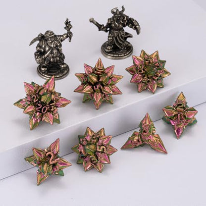 DND Dice Set Metal,Polyhedral D&D Metallic Heterotypic D and D Dice with Cracks for Dungeons and Dragons RPG TTRPG 7-Die Set with Gift (Heterotypic, Heterotypic-Rose Red) - color: Heterotypic-rose Red, style: Heterotypic