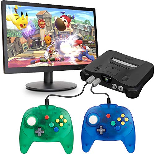 KIWITATA Mini N64 Wired 64-bit Game Controller for Retro Original N64 Console Clear Blue - color: Transparent