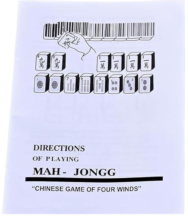 Chinese Mahjong Game Set, Classic with 146+ Green Colored Tiles Dice Professional Big 1.6 inch 40mm Mahjong Tiles Melamine Instraction, Complete majiang with Carrying Bag 专业麻将