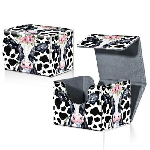 Card Deck Box for MTG Trading Cards with Magnetic Closure,Premium Card Storage Box Case Cover for TCG CCG Magic Cards,Cow Prints - color: Cow Prints