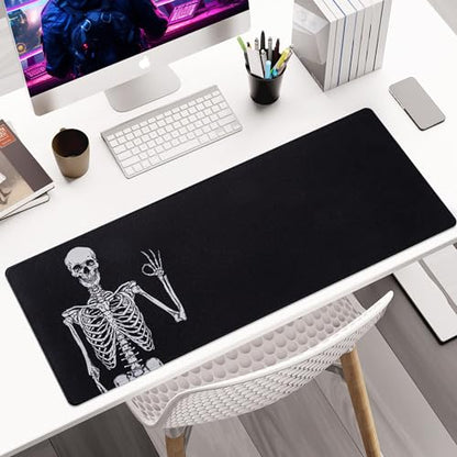 ALOANES Waterproof Gaming Mousepad Large Mouse Mat Non-Slip Rubber Base | Desk pad Keyboard Desk Mat for Computer, Office Home, Left Skeleton Mat Large(27.6" x11.8"x0.12") - color: Left Skeleton, size: 27.6L x 11.8W inches